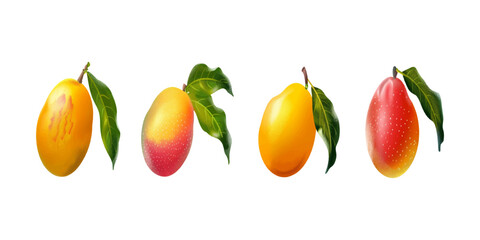 Set of mangoes on a white background
