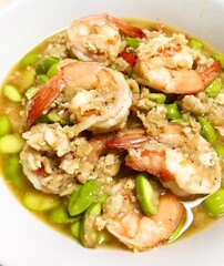 stir fried bitter bean with shrimp