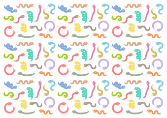 カラフルな蛇の模様イラスト