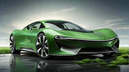 Naklejka premium Ecological green concept of auto industry