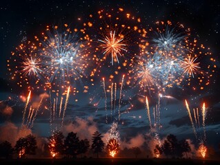 Vibrant Fireworks Display Honoring Veterans Day
