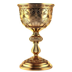 Ornate golden goblet with intricate patterns, showcasing elegance and luxury. Perfect for decorative and historical themes.