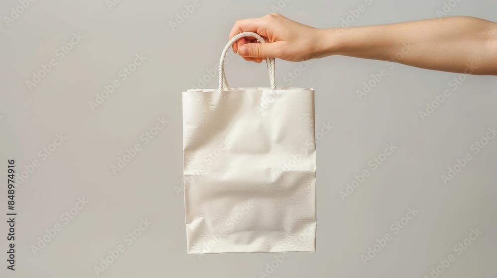 Wall mural Recycled paper shopping bag. Retail package with handle