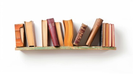 Naklejka premium Stock floating bookshelf with unique pattern on white background