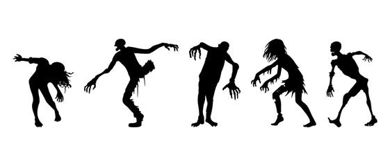 Scary zombie silhouette black filled vector Illustration icon