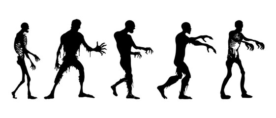 Scary zombie silhouette black filled vector Illustration icon