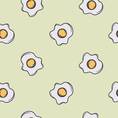 Bright seamless pattern with scrambled eggs. Simple editable illustration for background, gift paper and packaging