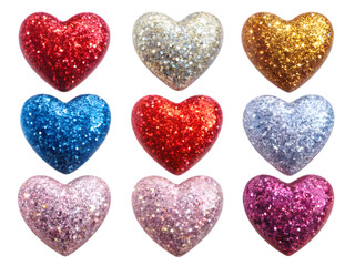 Fototapeta premium A Set of Shiny, Glossy Glitter Hearts