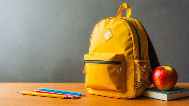 school bag with supplies