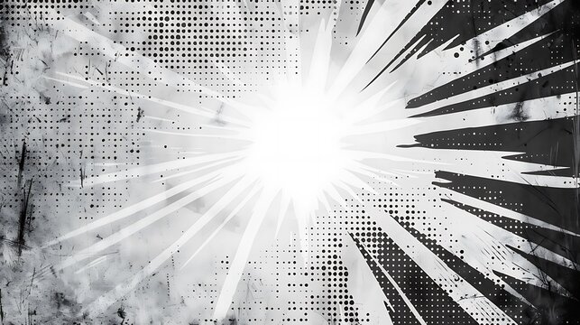 white pop art background with black grunge halftone texture