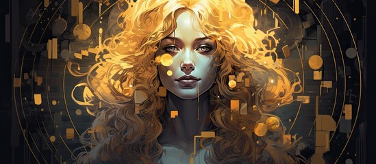 Generate a digital artwork with a Non Fungible Token available for purchase on the NFT marketplace with copy space image