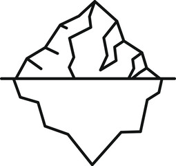 Simple line drawing of an iceberg floating with only a small part visible above the waterline