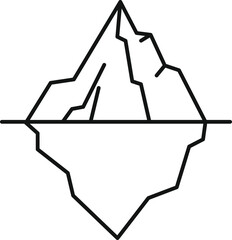 Simple line art icon of an iceberg floating with a small portion visible above water line