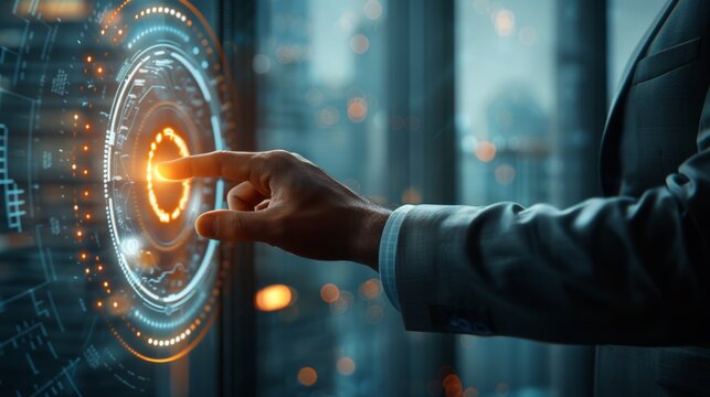 Businessman Interacting with Futuristic Interface
