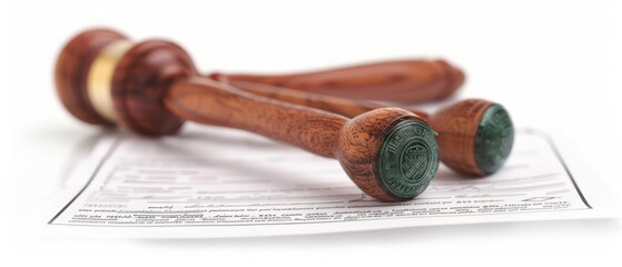 A legal regulation document with official stamps isolated on a white background