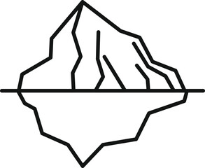 Large iceberg floating with underwater part being much bigger line icon