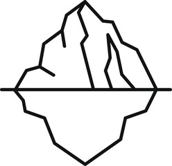 Obraz premium Line drawing of an iceberg depicting the small visible section above water and much larger portion hidden below