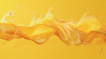 Fototapeta premium A splash of yellow liquid on a yellow background