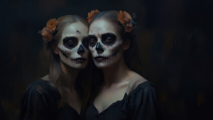 woman with a skull