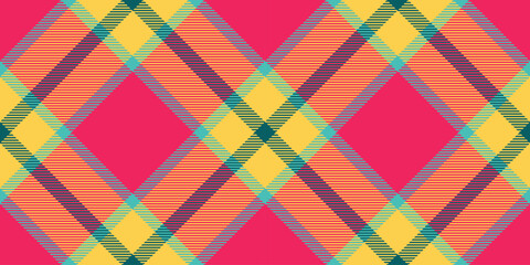 School seamless texture check, hat pattern textile tartan. Brand fabric plaid background vector in red and amber colors.