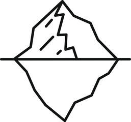Line drawing of an iceberg, showing the visible part above the waterline and the much larger hidden part below