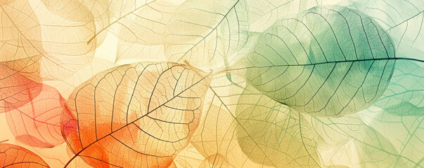 Leaf skeleton background. Abstract background in soft pastel colors with rengen amazing nature lines, nature concept.