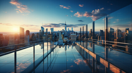 Naklejka premium View of modern business skyscraper glass and sky view