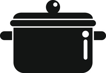 Simple black glyph icon of a pressure cooker standing on a white background