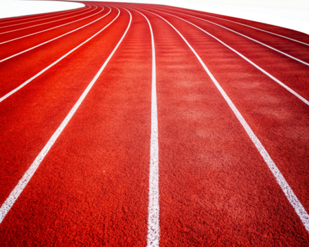 A Curvy Empty Red Running Track With White Lines