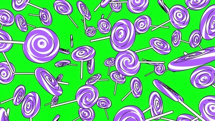 Toon purple lollipops on a green chroma key background.
3DCG illustration for background.
