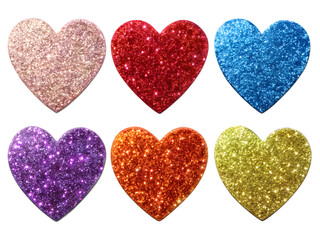 Fototapeta premium A Collection of Colorful Glossy Glitter Hearts