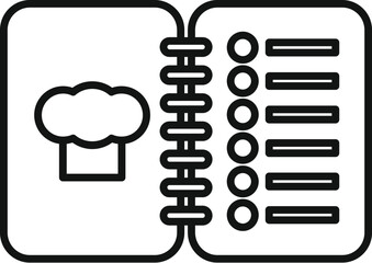 Open cookbook with chef hat icon symbolizing culinary arts, recipe organization, and meal planning