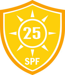 SPF 25 icon, sun, shield icon