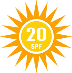 SPF 20 icon, sun, shield icon
