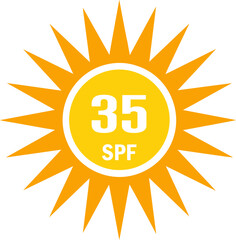 SPF 35 icon, sun, shield icon