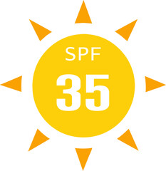 SPF 35 icon, sun, shield icon