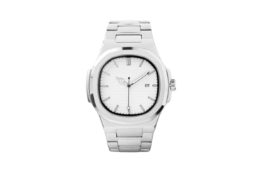 Luxury watch isolated on white background. With clipping path for artwork or design. Black and white.