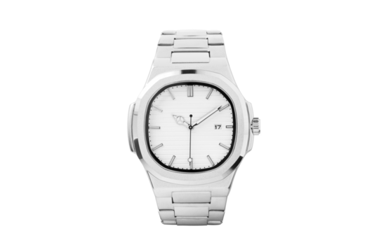 Luxury watch isolated on white background. With clipping path for artwork or design. Black and white.