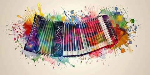 Artistically expressive colorful accordion symphony, hobbies, music festivals, specialties, high-definition wallpapers, backgrounds, generated by AI.