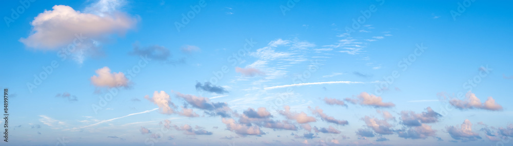 Wall mural Panorama blue sky with clouds on a sunny day.