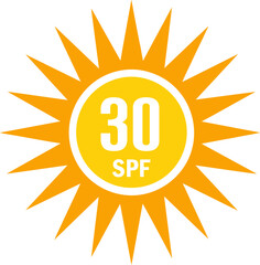 SPF 30 sun, shield icon