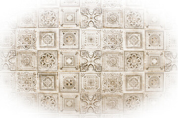 Panorama of Vintage antique ceramic tile pattern texture and seamless background