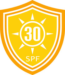 SPF 30 sun, shield icon