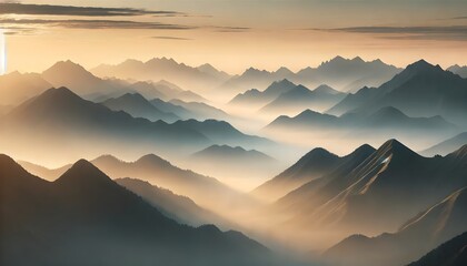 Mountain range with in sunrise sky, sunrise in the mountains
