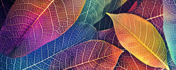 Leaf skeleton background. Colorful abstract background with rengen amazing nature lines, nature concept.	