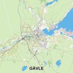Gävle, Sweden map poster art