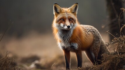 Fototapeta premium fox in a wild in autumn