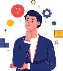 Thoughtful businessman thinking and finding a solution to a problem