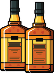 Two bottles of alcohol displaying blank labels for branding