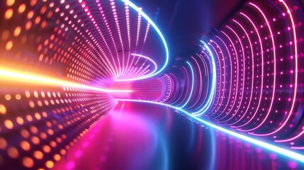 Fototapeta premium An abstract techinspired background with pulsating lines and bright neon colors